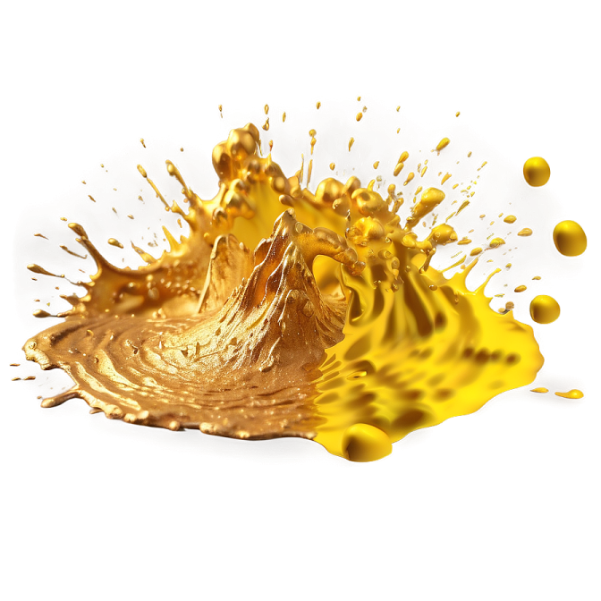 a yellow liquid splash on a white background