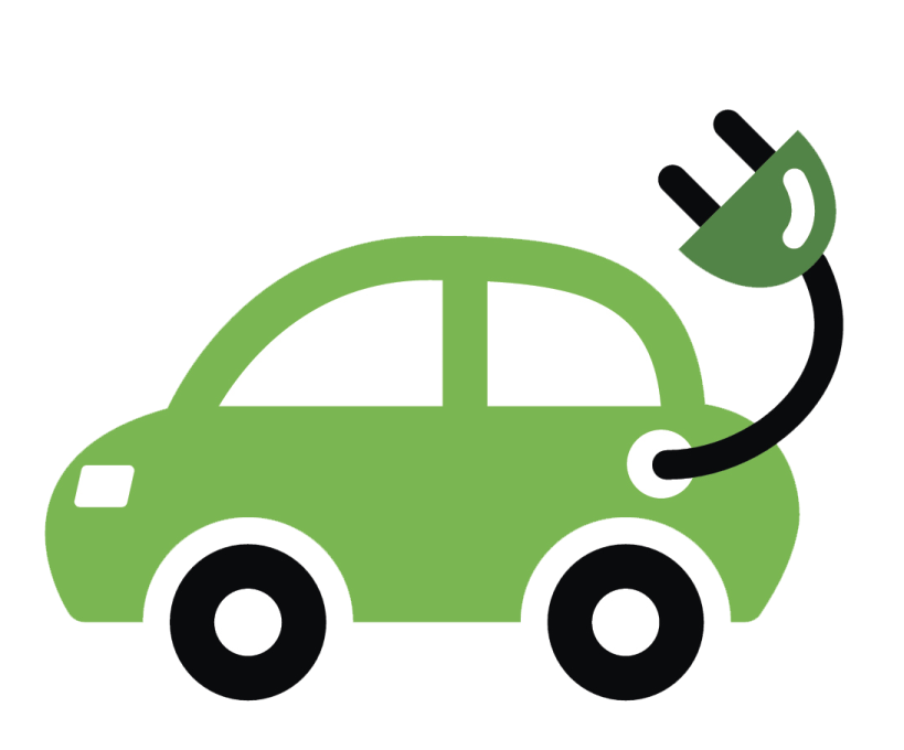 a green car with a gas pump