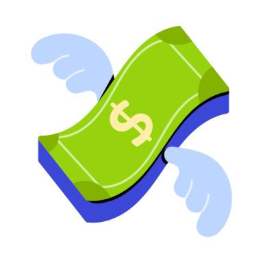 a green bank note with a dollar symbol