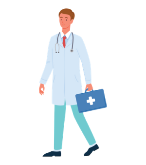 a doctor walking with a briefcase