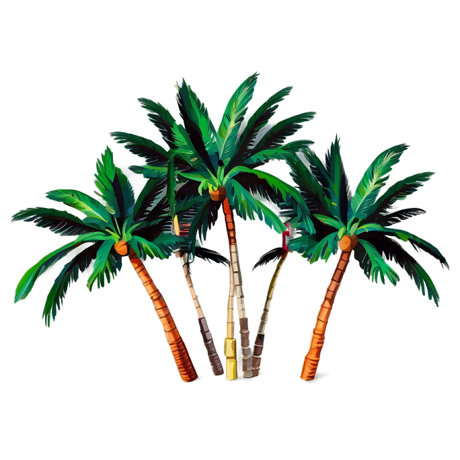 three palm trees on a white background