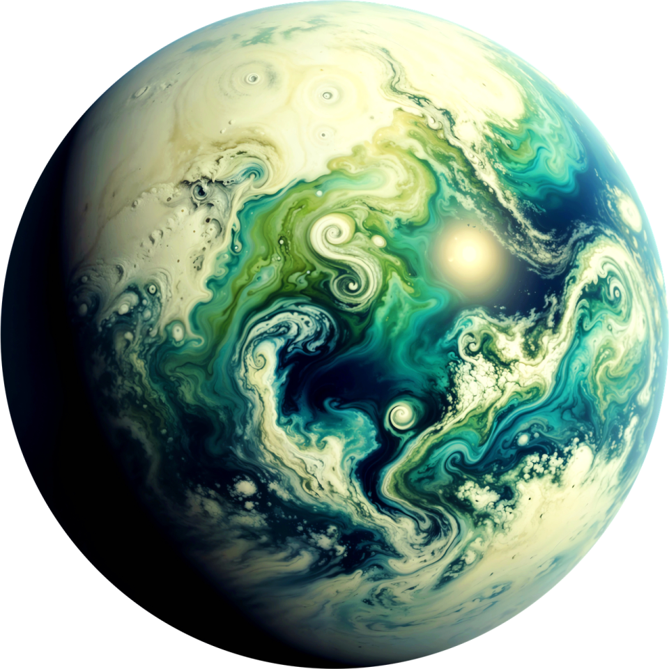 an image of a blue and green planet