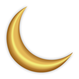 a gold crescent on a white background