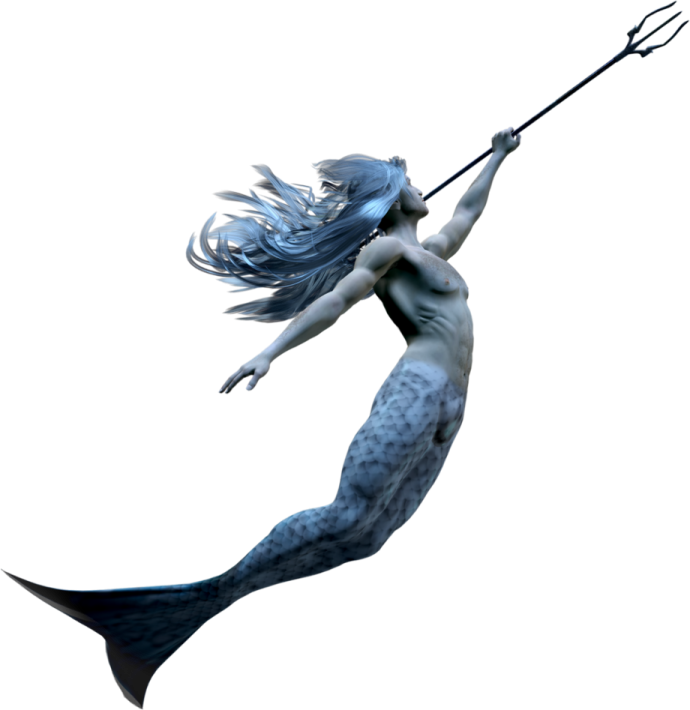 a mermaid with a spear in her hand