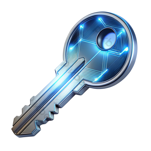 a key with glowing blue lights on it