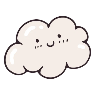 a white cloud with a smiling face on it