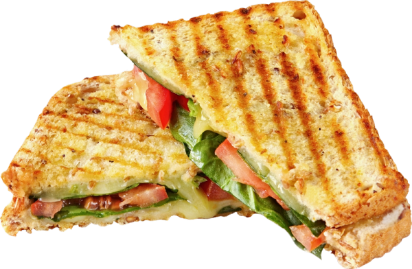 a close up of a sandwich cut in half