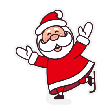 a cartoon santa claus with his hands up