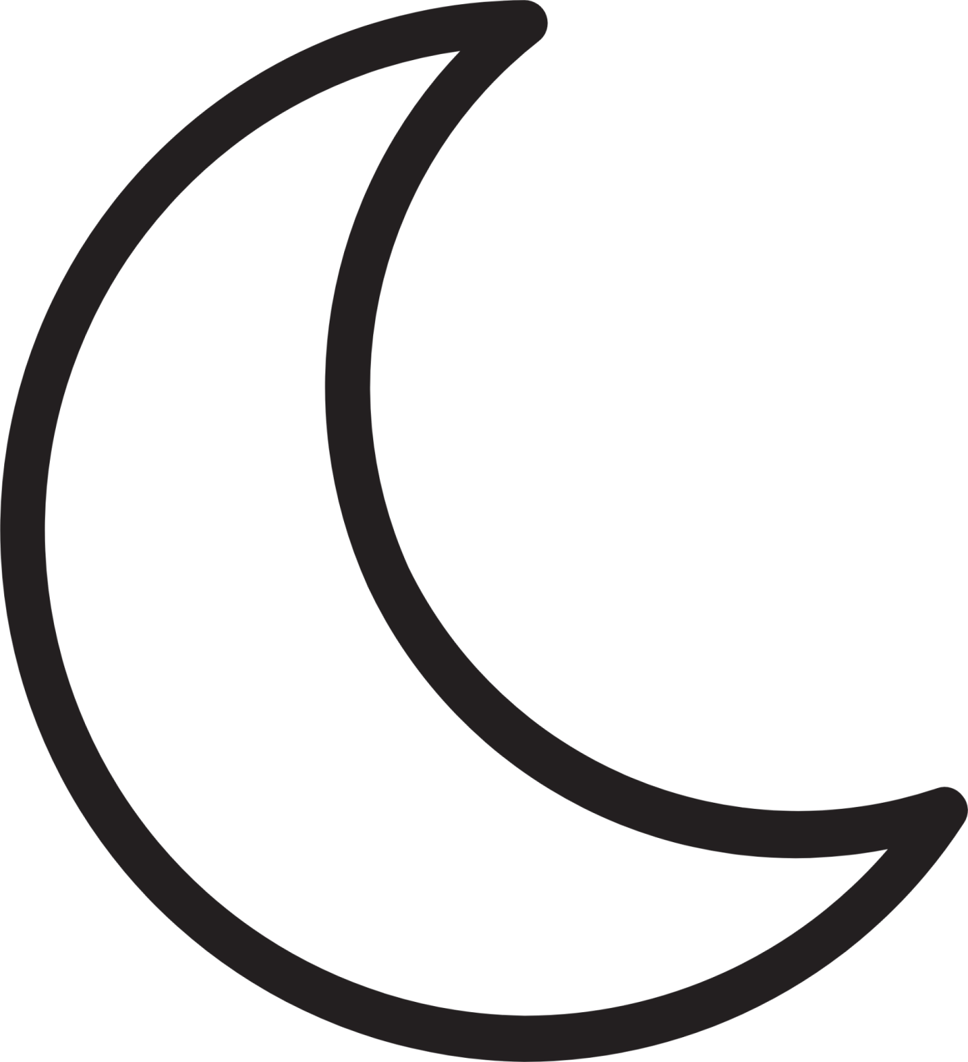 a black and white drawing of a crescent