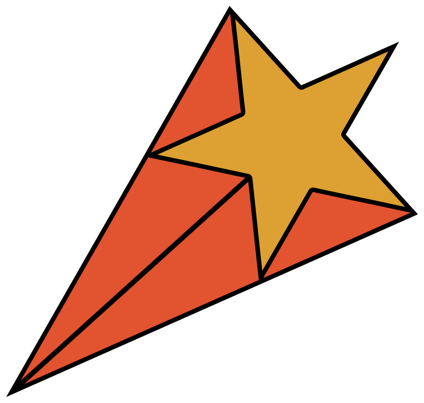 an orange and yellow star on a white background