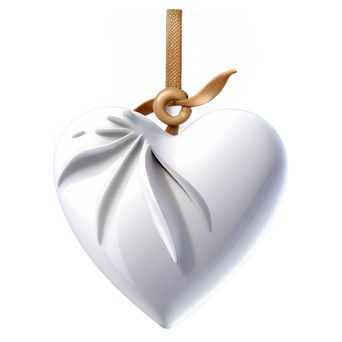 a white heart hanging on a string