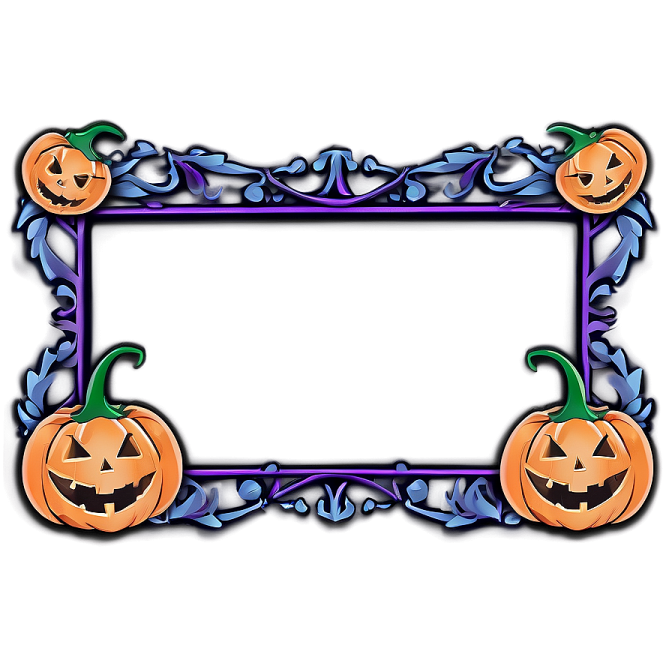 a halloween frame with pumpkins and vines
