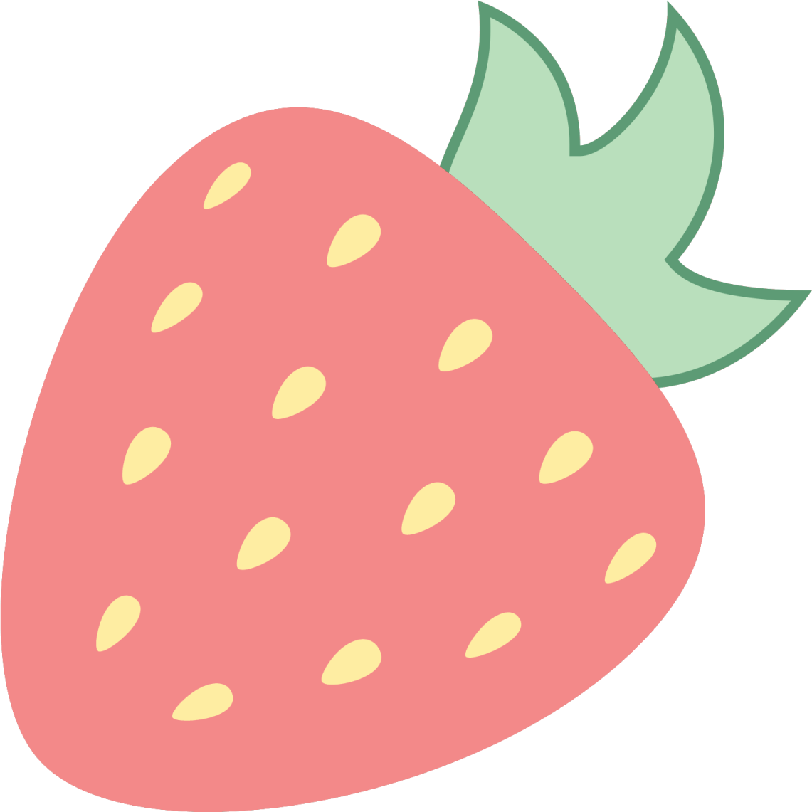 a strawberry with green leaves on it