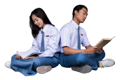 a man and woman sitting on the floor reading books