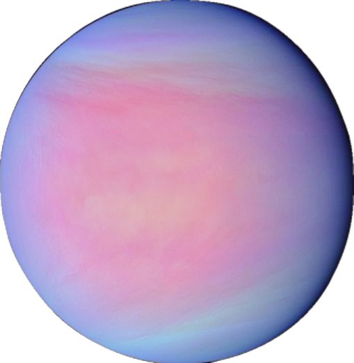 a pink and blue planet with a white background