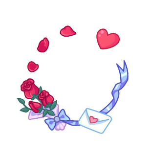 a heart with roses and hearts on it