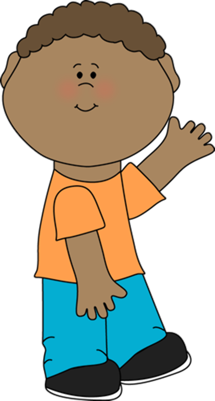 a boy with his hands up