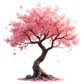 a tree with pink flowers on it