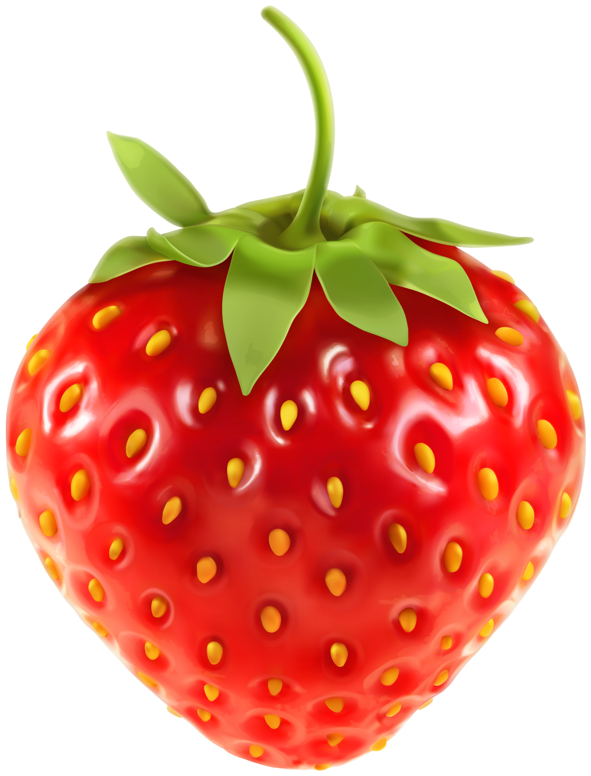 a red strawberry with yellow spots on it