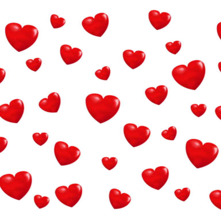 a lot of red hearts on a white background
