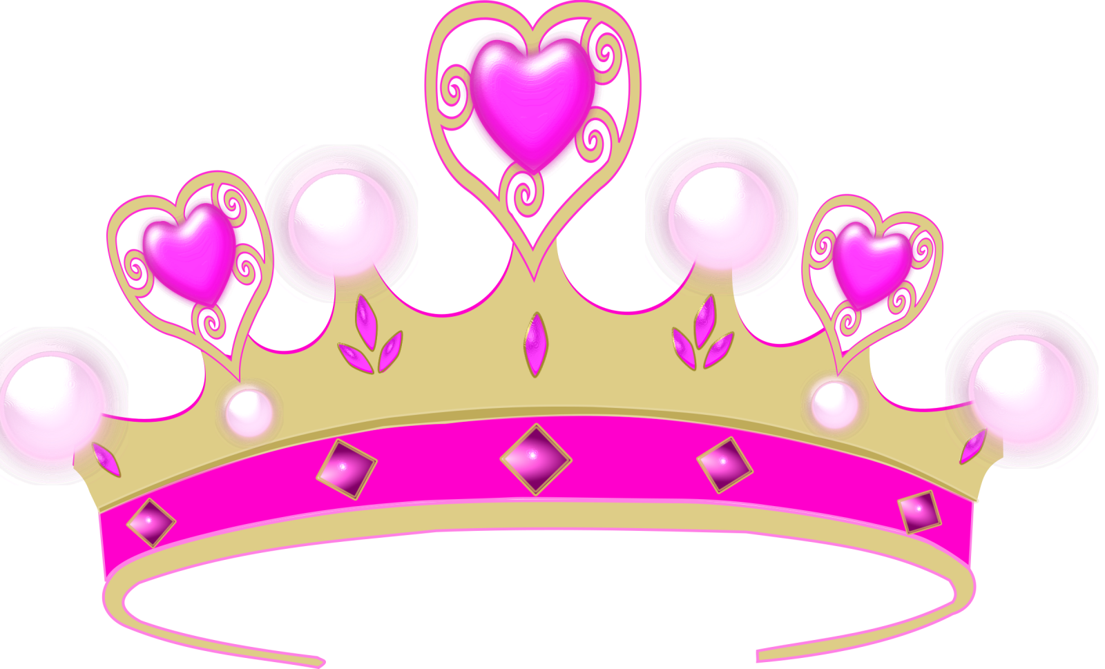 a pink crown with hearts on it