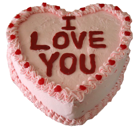 a heart shaped cake that says i love you