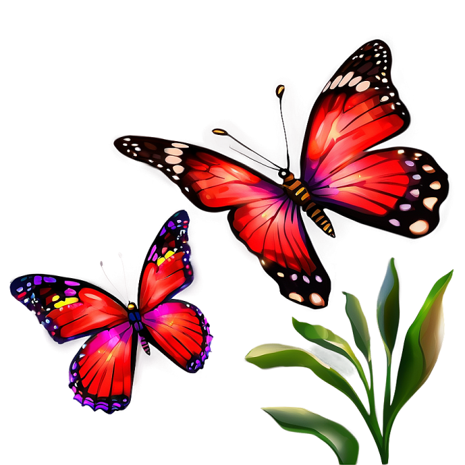 two red butterflies on a white background