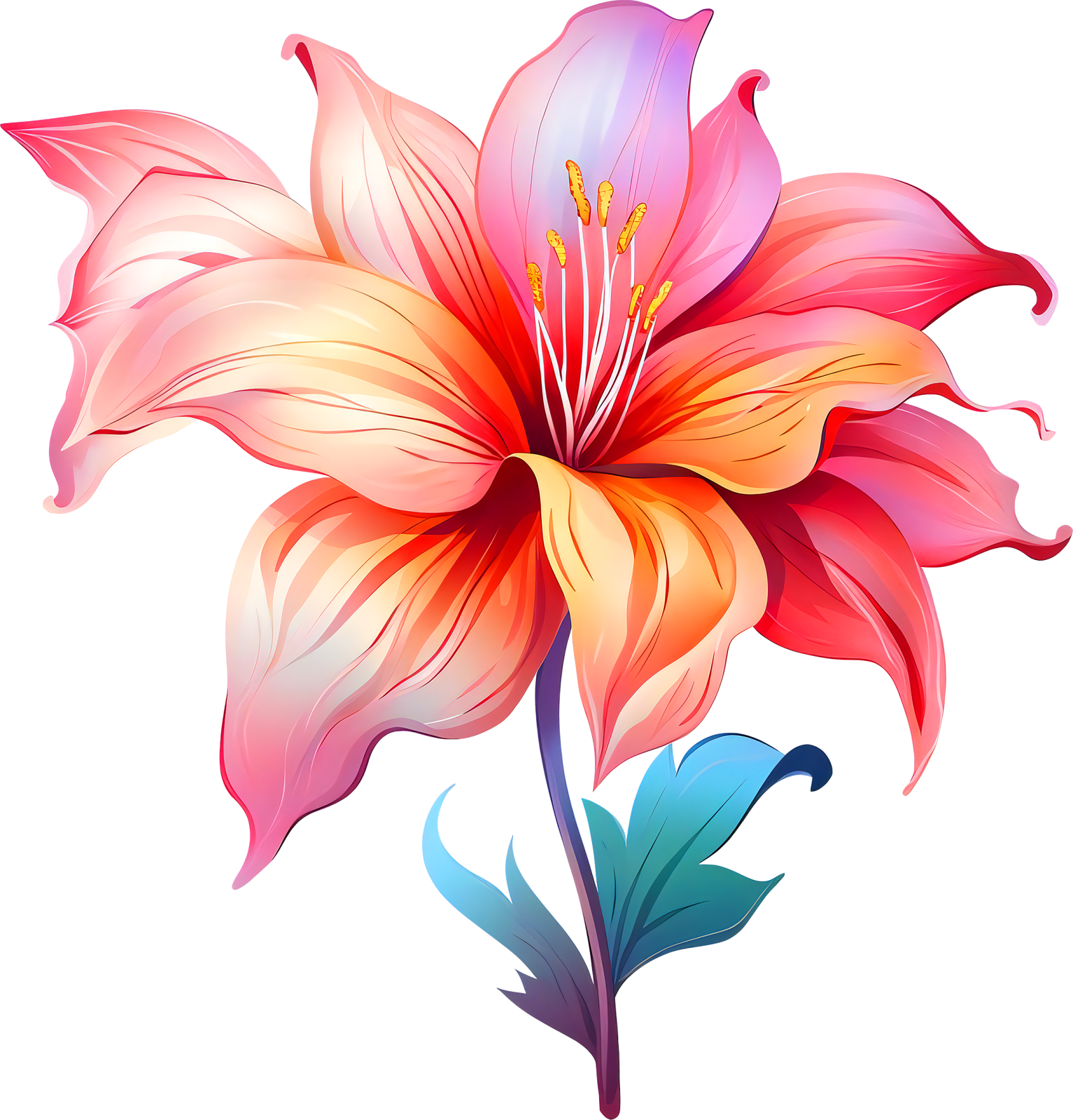 a colorful flower on a white background