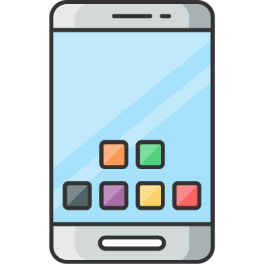 a smartphone with colorful squares on the screen