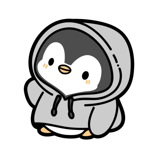 a cartoon penguin wearing a hoodie