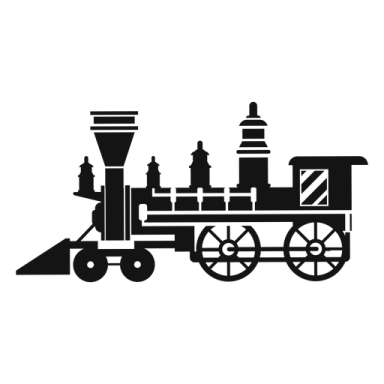 a black and white silhouette of a train