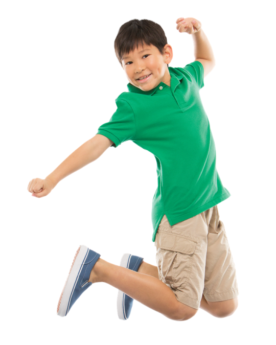 the boy is jumping