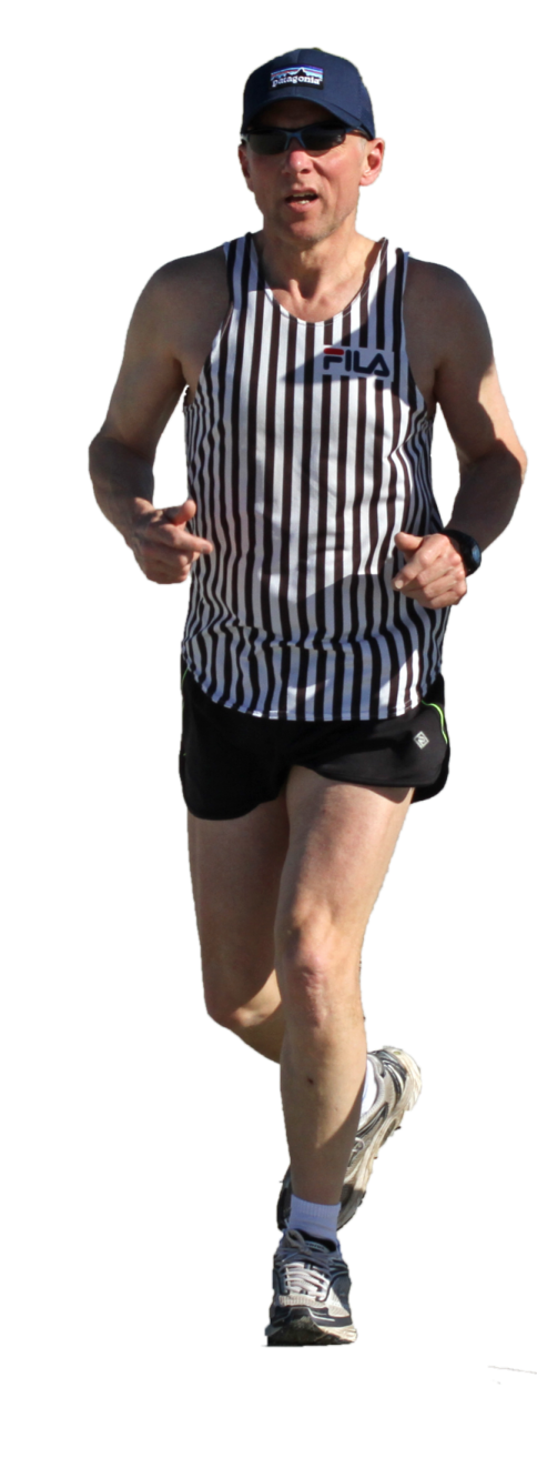 a man running on a white background