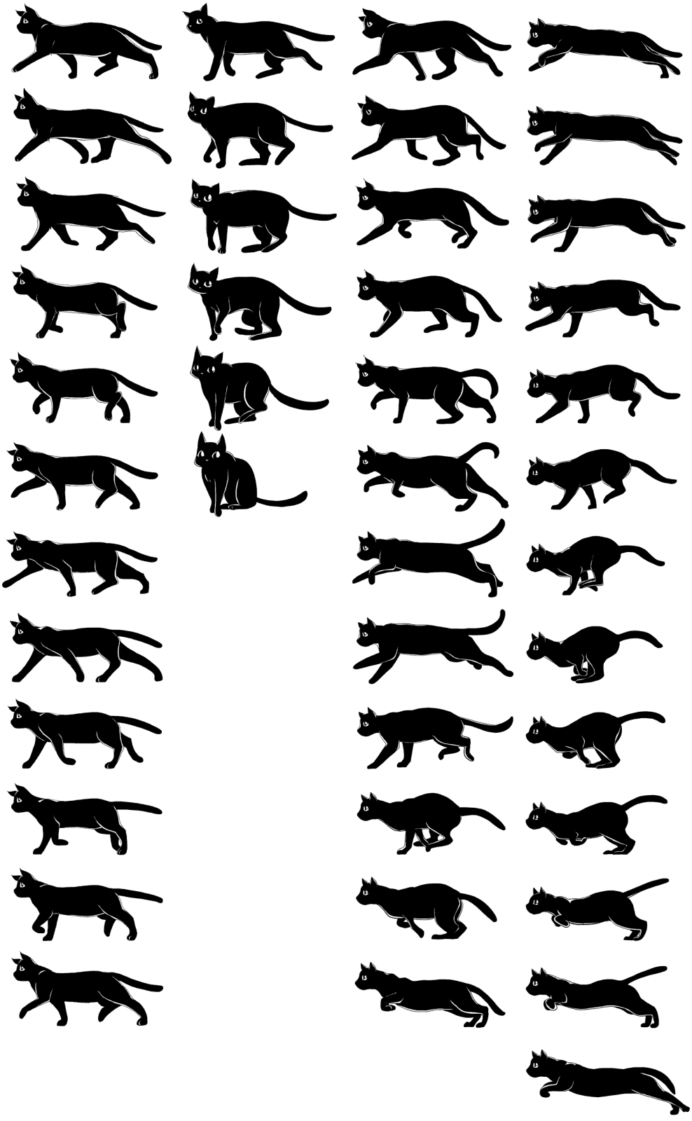 a set of cats silhouettes
