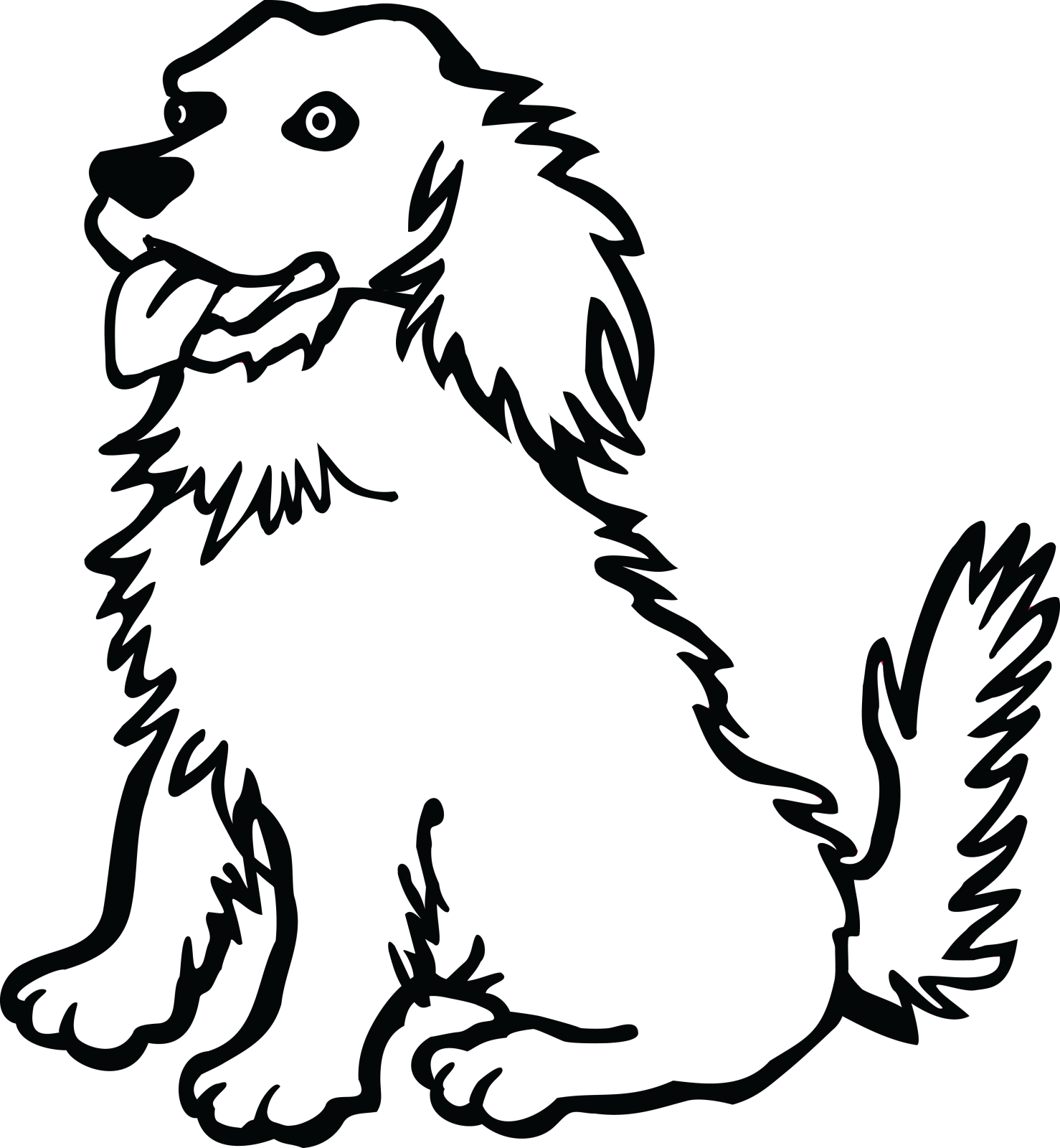 a black and white drawing of a dog