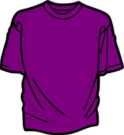 a purple t - shirt