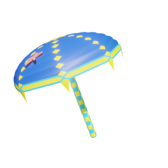 a blue and yellow umbrella on a white background