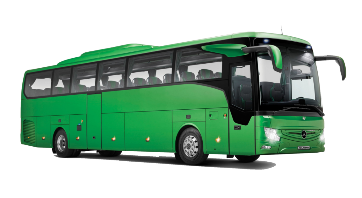 a green bus on a white background