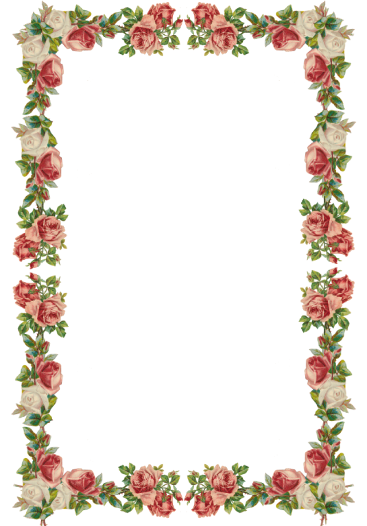 a floral frame with roses and leaves