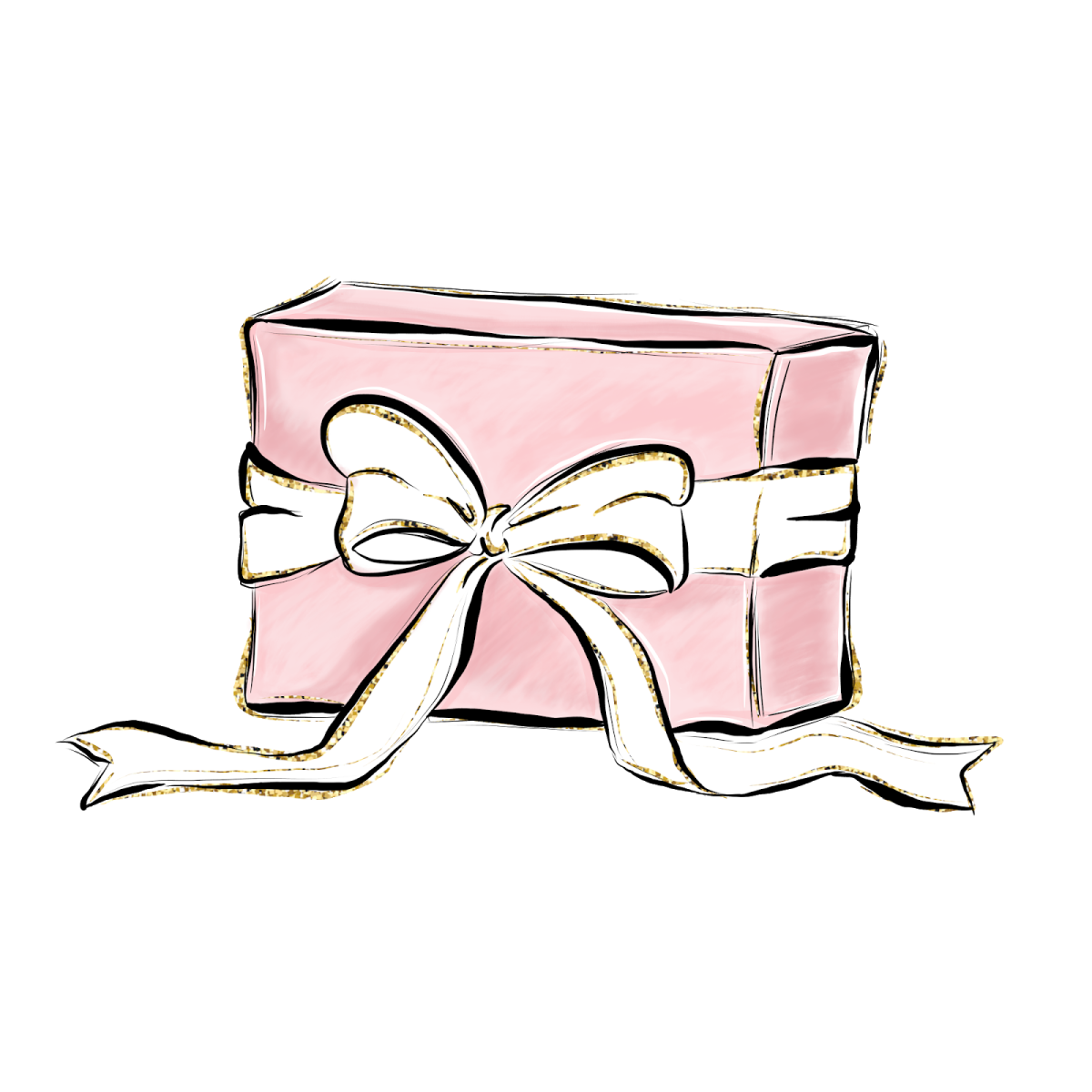 a pink gift box with a bow