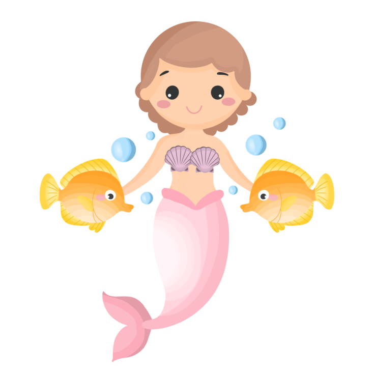 a mermaid with two fish in her hands
