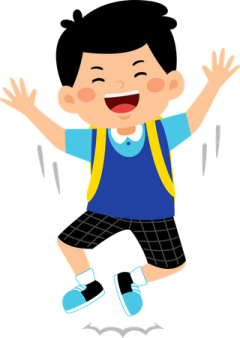 a boy with his hands up in the air