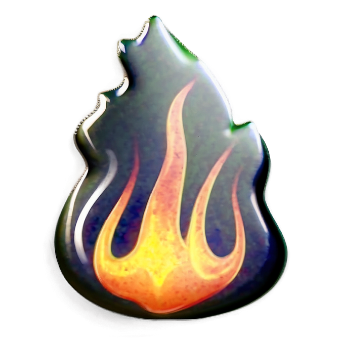 a black and yellow flame on a white background