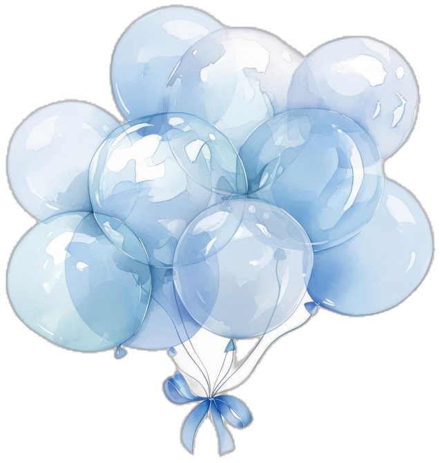 a bunch of blue balloons