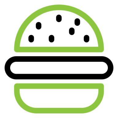 a hamburger with black dots on it