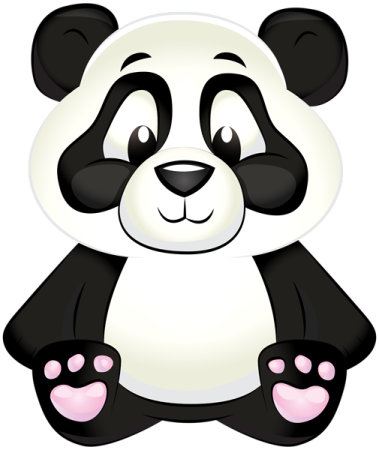 a cartoon panda bear sitting on the ground