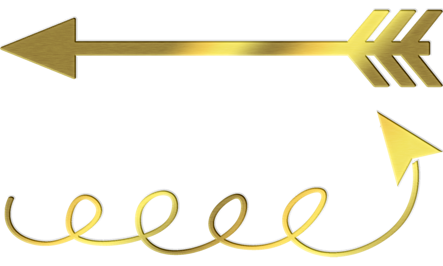 a gold arrow with the word feel on it
