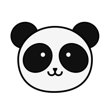 a panda face on a white background