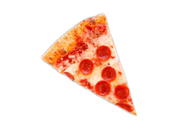a slice of pizza on a white background