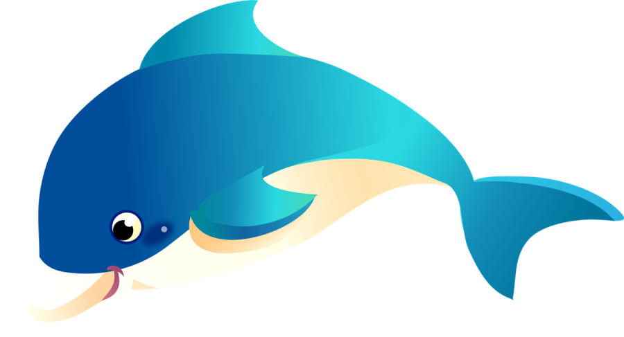 an illustration of a dolphin with its mouth open